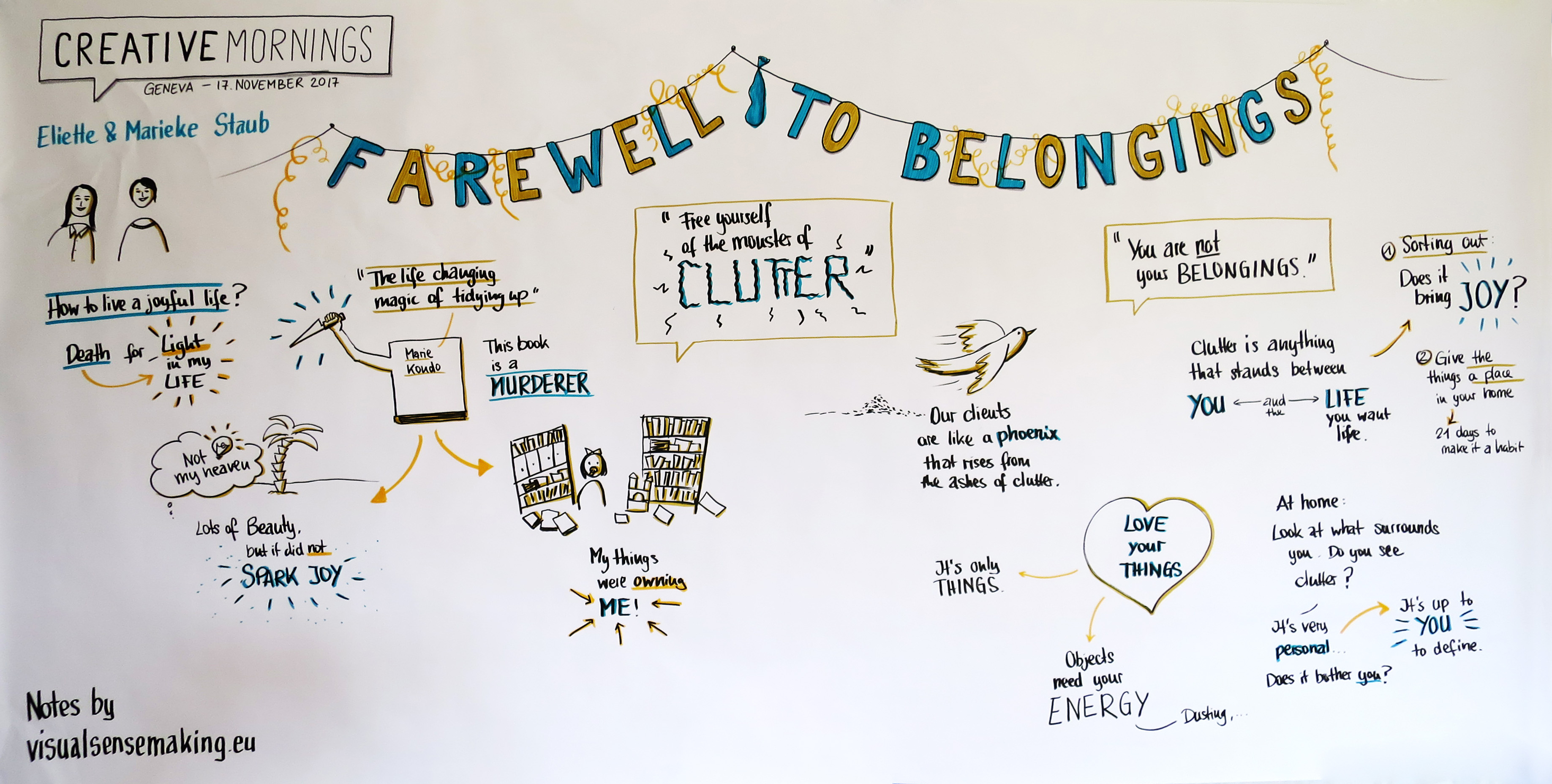 Graphic recording summarizing the talk 'Farewell to Belonging'